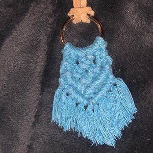 Handmade macrame necklace in blue